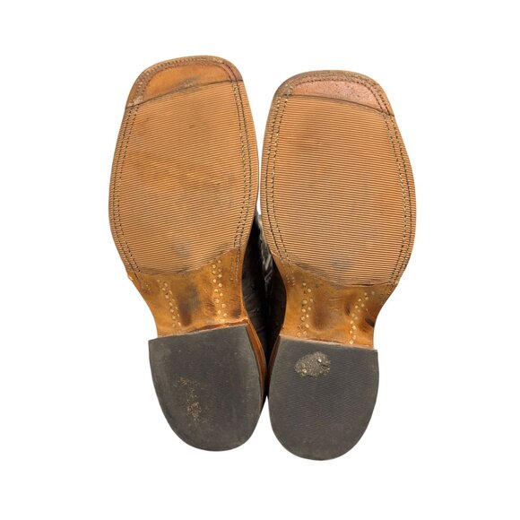 Anderson Dean Ostrich Leather Western Boots Brown Square Toe 7.5 - Picture 8 of 9